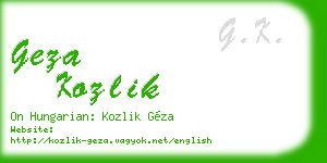 geza kozlik business card